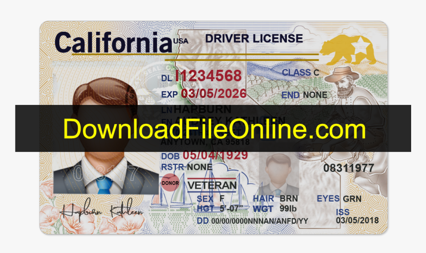California driver s license editable psd template download 2017